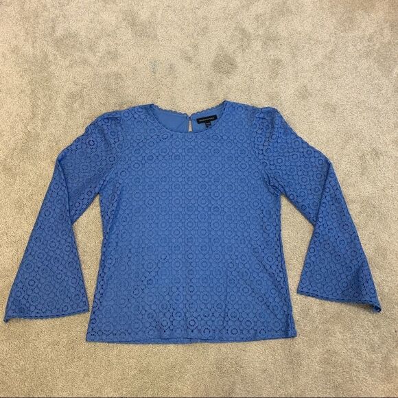BANANA Republic blue lace top long sleeve Sz M - Picture 9 of 11